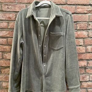 Criquet Velour Pearl Snap in light green